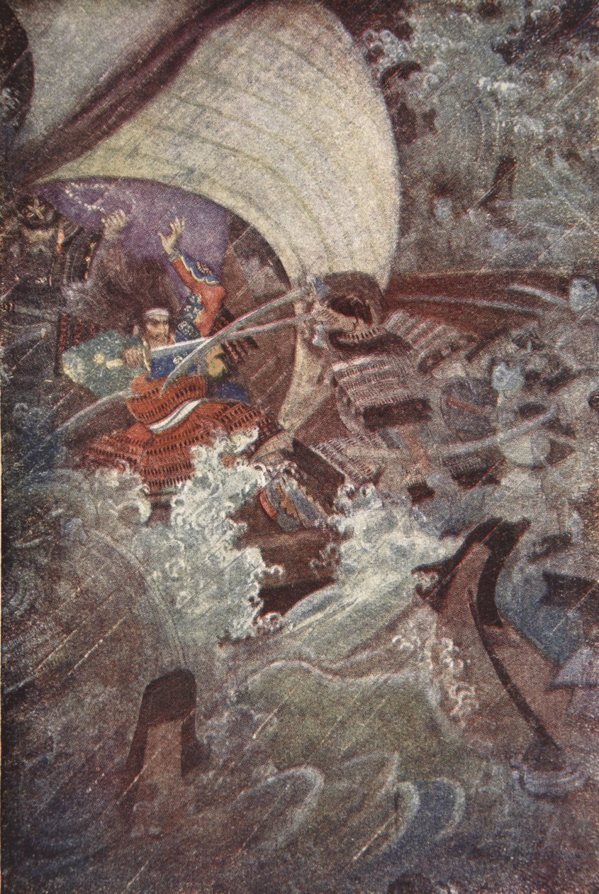 Yoshitsune ve Benkei, Taira Klanından hayalet bir şirket tarafından saldırıya uğradı, F Hadland Davis