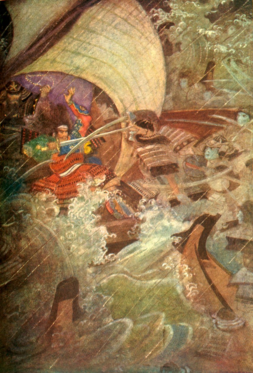"Yoshitune ve Benkei, Taira Klanından hayalet bir şirket tarafından saldırıya uğradı", 1912. by Evelyn Paul