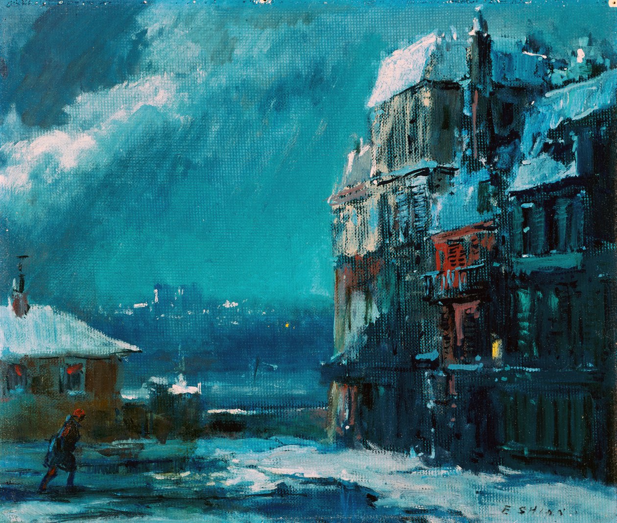 Kış Gecesi, Paris (tahta üzerine yağlıboya) by Everett Shinn
