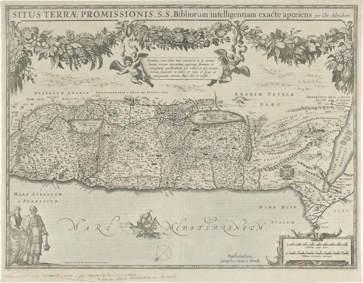 Vaat Edilen Arazi Situs terrae promissionis Haritası (nesne üzerindeki başlık) by Evert Simonsz Hamersvelt