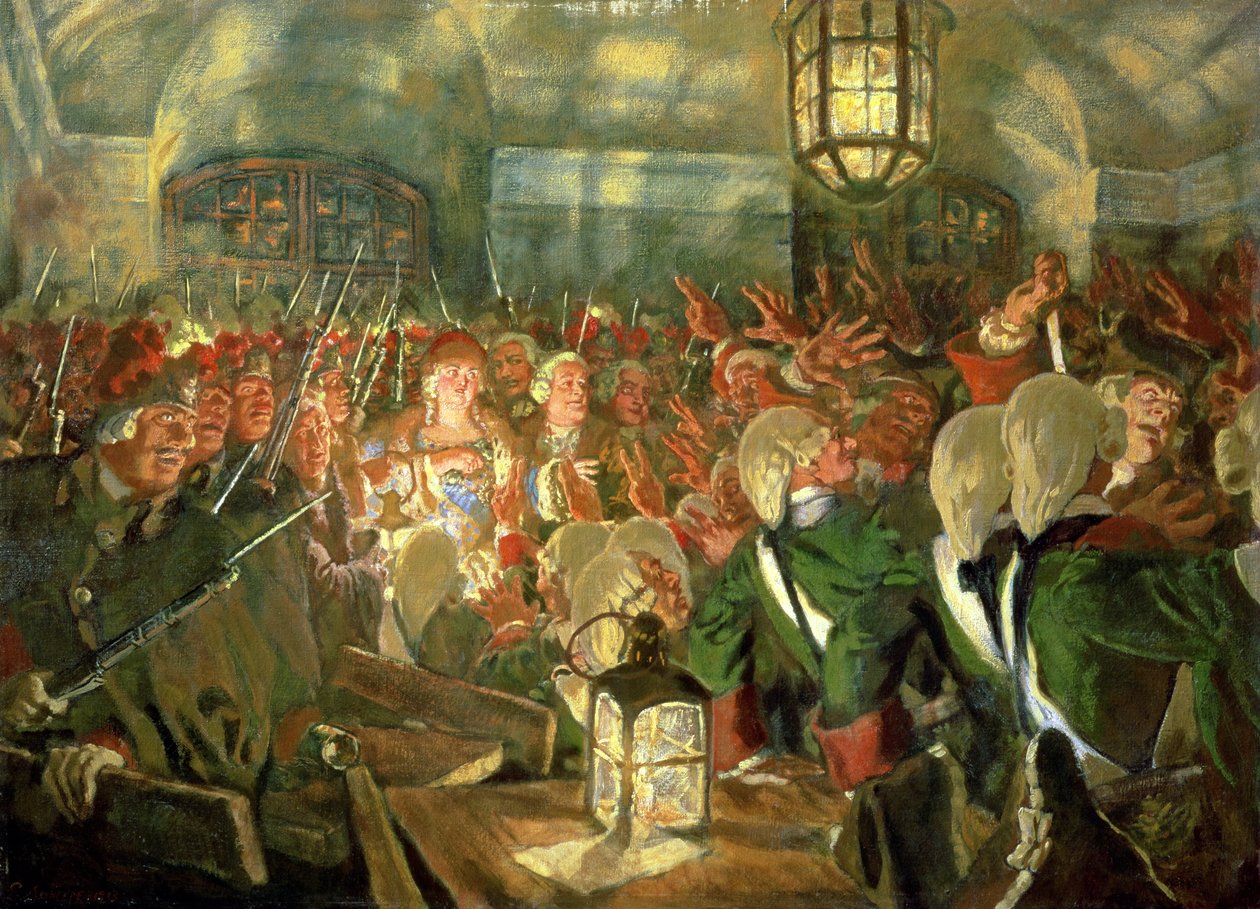 1741 Darbesi sırasında Muhafızlarla Grandüşes Elizabeth by Evgeni Evgenievitch Lanceray
