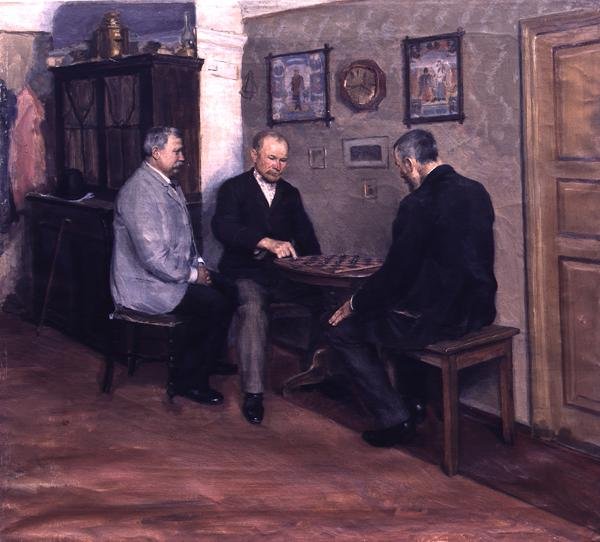 Satranç Maçı (tuval üzerine yağlı boya) by Evgeniy Iosipovich Bukovetsky