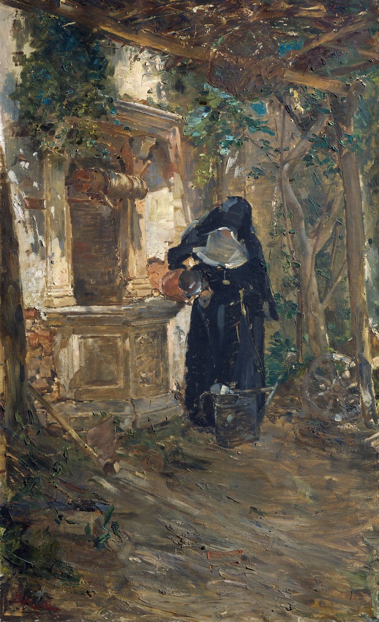 Kuyudaki Rahibe, Ezechiele Acerbi (1850-1920), tuval üzerine yağlıboya, 92,5x57,5 cm by Ezechiele Acerbi