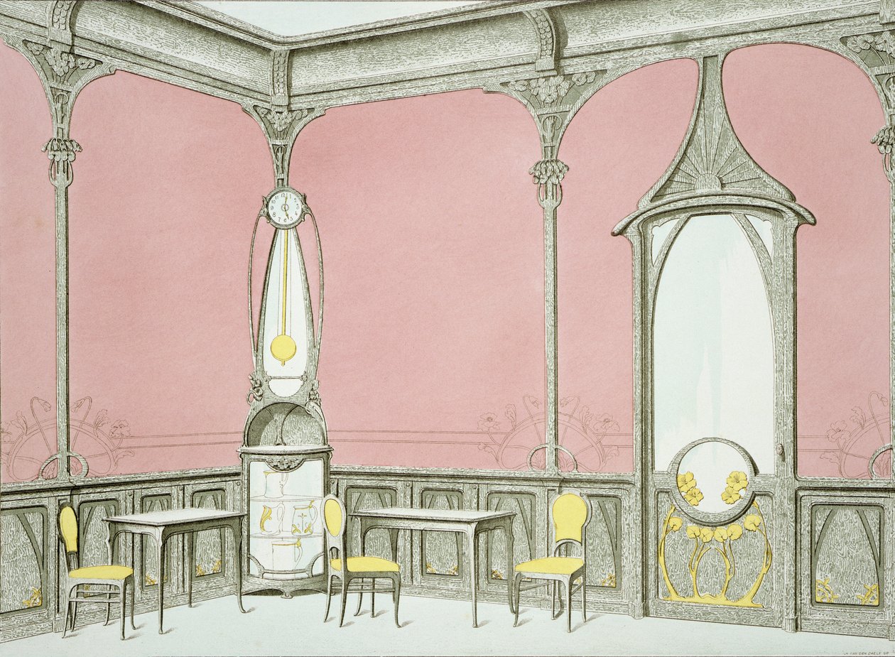 Bir brasserie için iç tasarım, 1900 c.