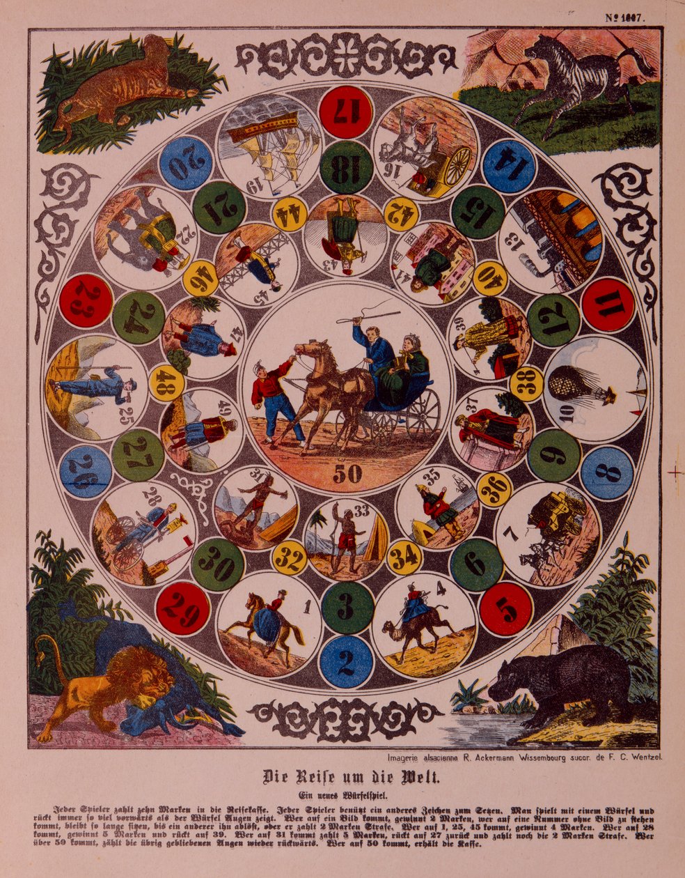 Ackermann, Wissembourg tarafından yayınlanan, Dünya Çapında Yolculuk Oyunu by F. C. Wentzel