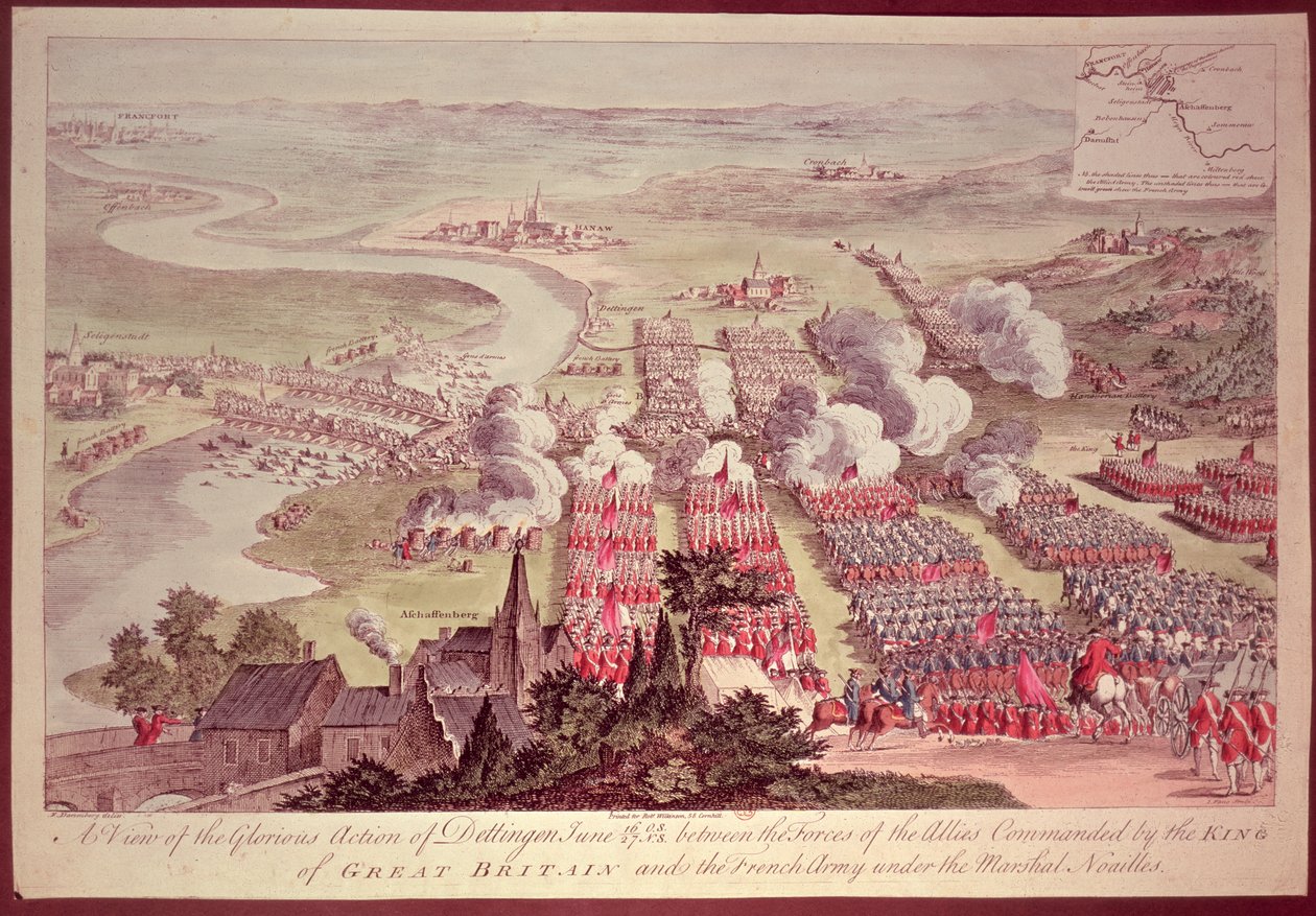 A View of the Glorious Action of Dettingen, June 16-27 1743, between the Forces of the Allies Commanded by the King of Great Britain and the French Army under the Marshal Noailles (1678-1766), engrave by F. Daremberg