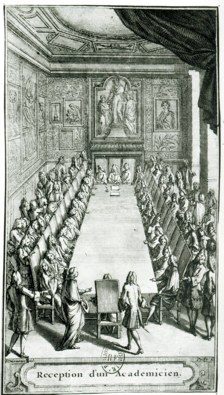 François Poilly (1622-83) tarafından kazınmış Fransız Akademisi Üyesinin Resepsiyonu by F. Delamonce