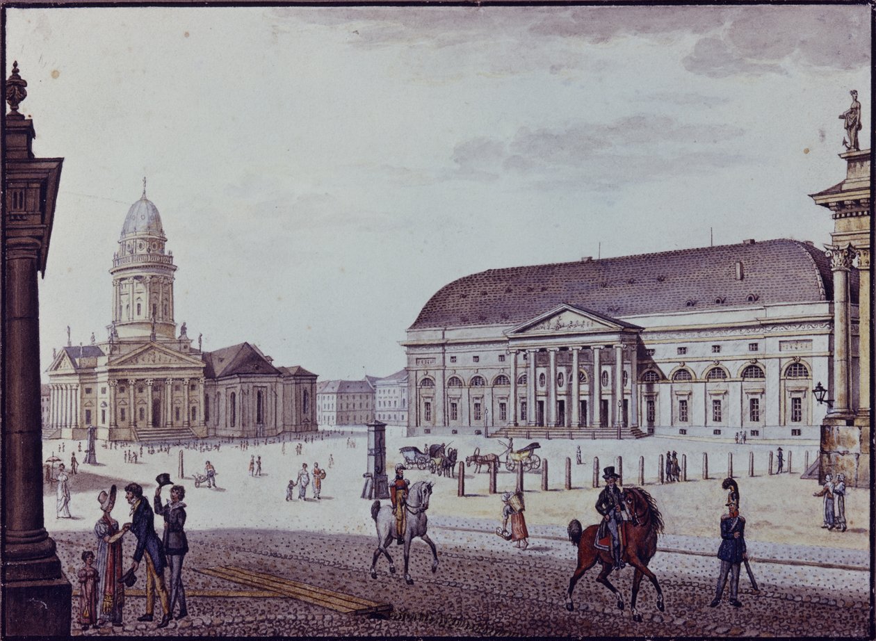 Gerndarmenmarkt (kağıt üzerinde kalem ve mürekkep ve wc) by F.A. Calau