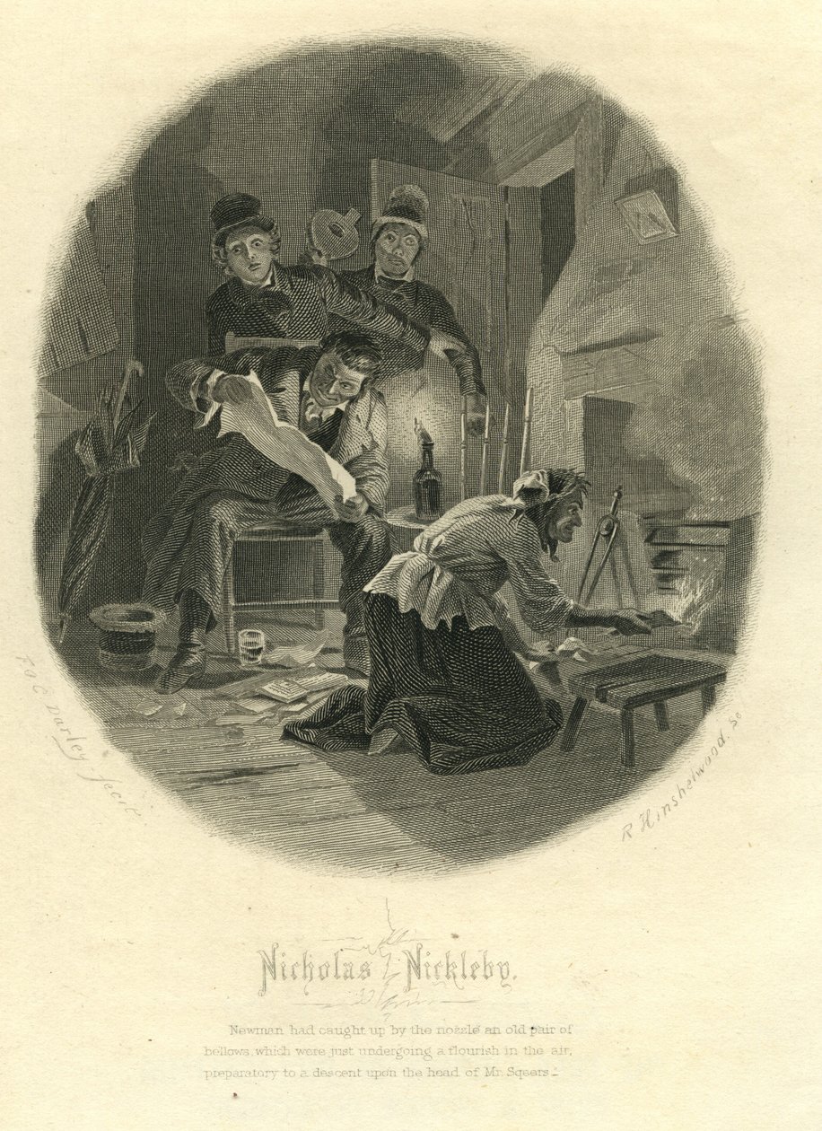 Nicholas Nickleby: Newman Noggs ve Wackford Squeers, 1867 by F.O.C. and McRae, C. John Darley