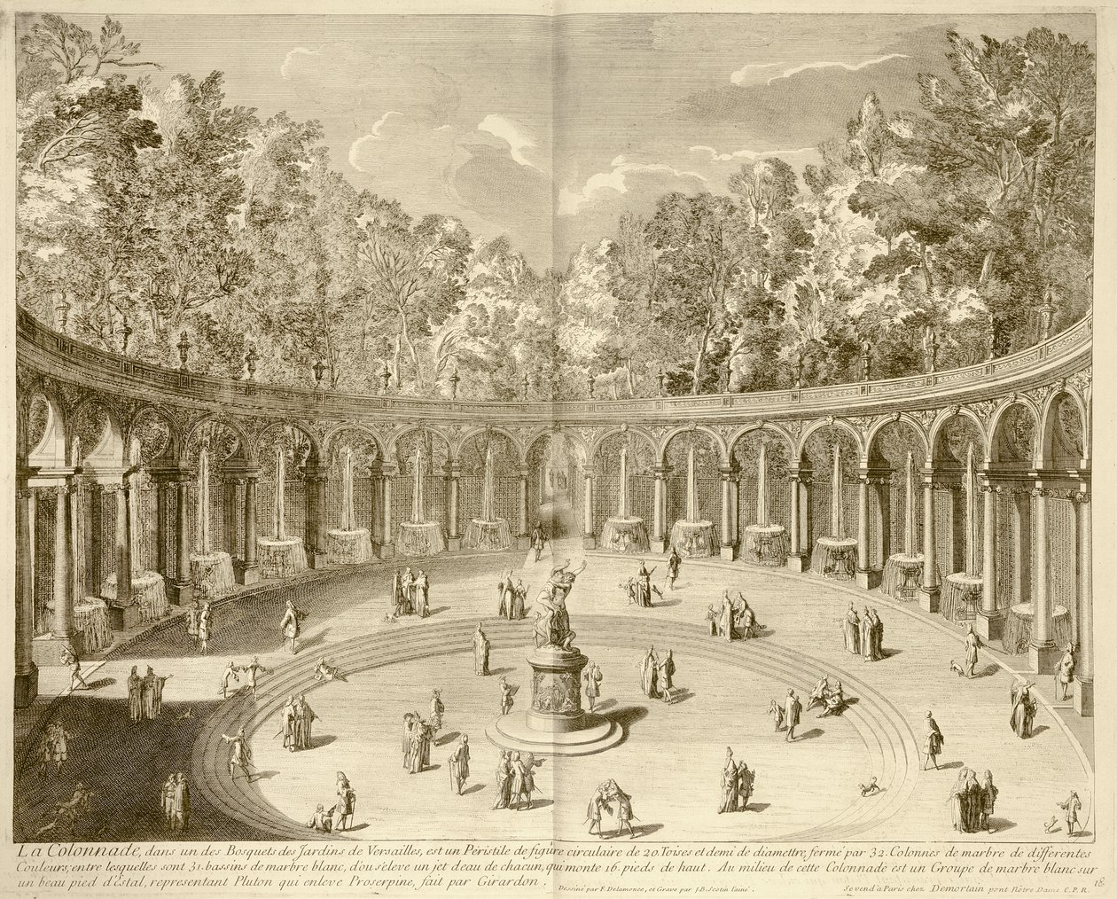 La Colonnade, Versailles, c.1715 (gravür) by F. (after) Delamonce