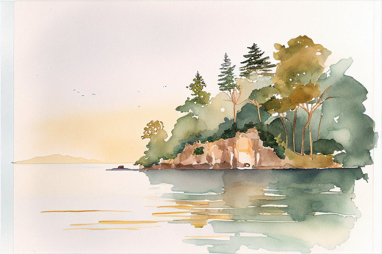 Minimalist bir Suluboya manzarası, duvar sanatı baskıları by F. Abderrahim