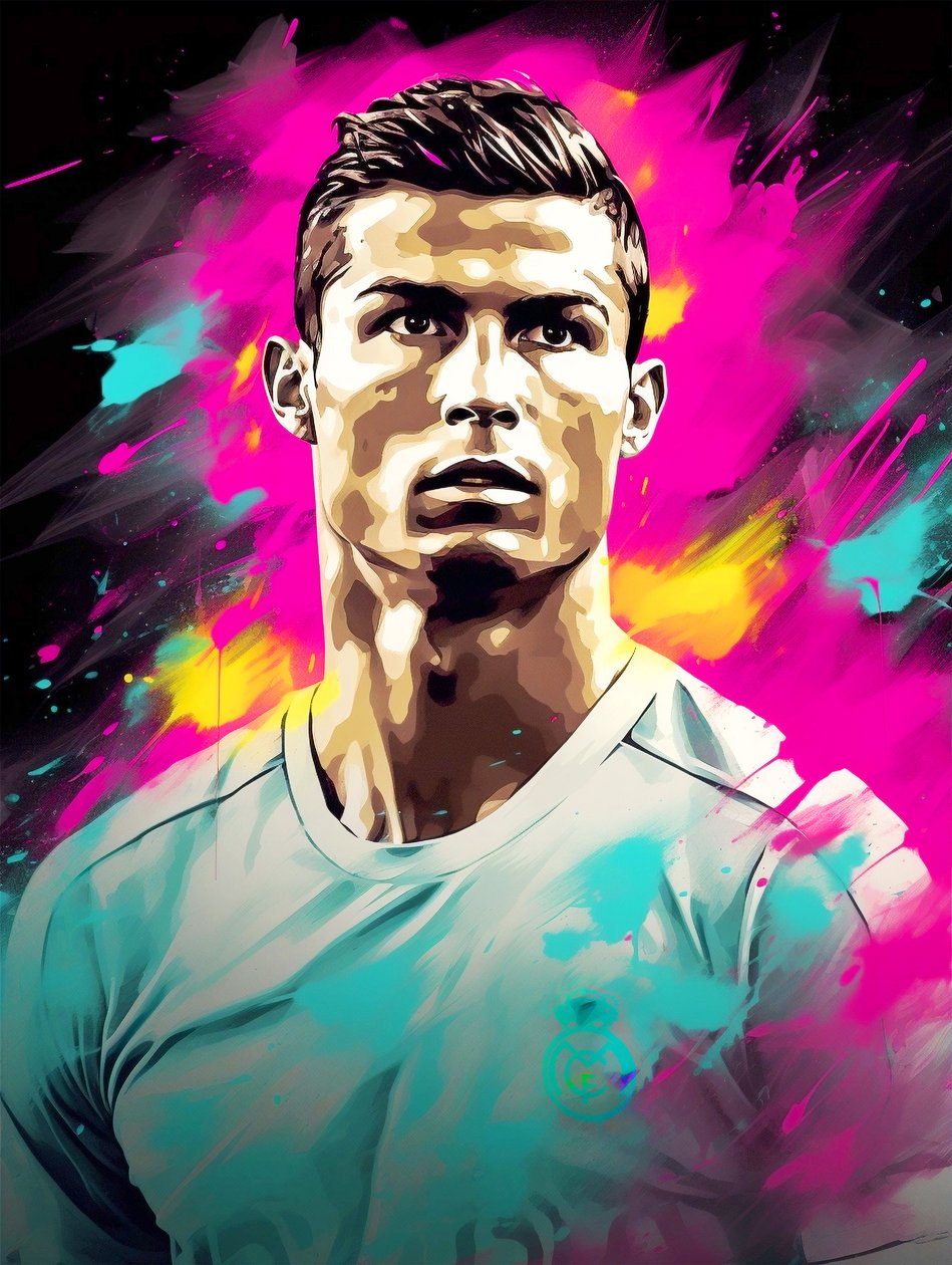 Soyut akrilik tablo, tuval üzerine Cristiano Ronaldo, duvar sanatı baskıları by F. Abderrahim