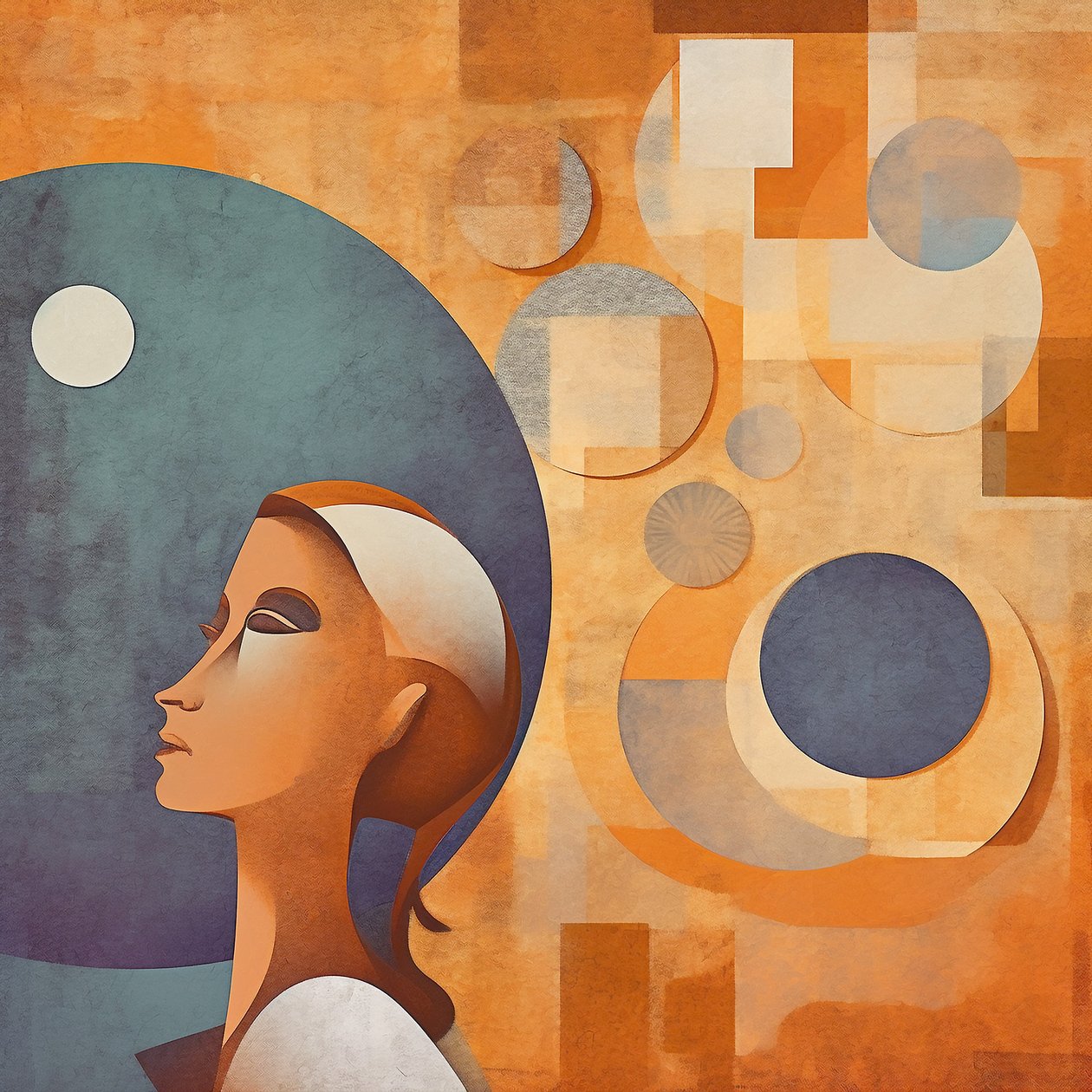Sıkılmış ve bunalmış görünen bir kişinin soyut dijital tablosu, sanat baskıları by F. Abderrahim