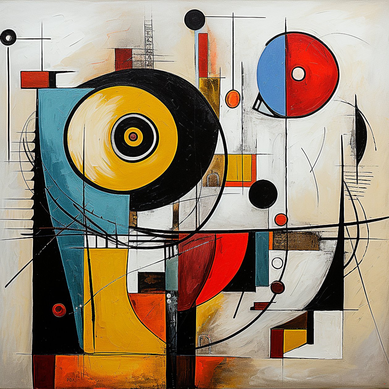 Soyut neo dadaist desenler, Dadaizm sanat eseri stili, duvar sanatı baskısı by F. Abderrahim