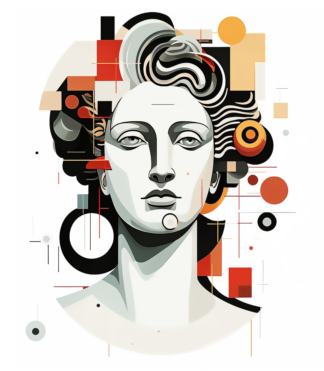 Apollo#39;nun kübizm picasso tarzında soyut kafası, duvar tablosu by F. Abderrahim