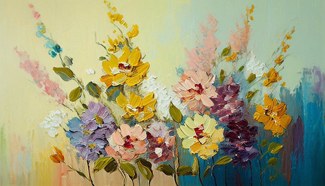 Vazoda antika çiçekler, tuval üzerine soyut çiçek, duvar sanatı baskıları by F. Abderrahim