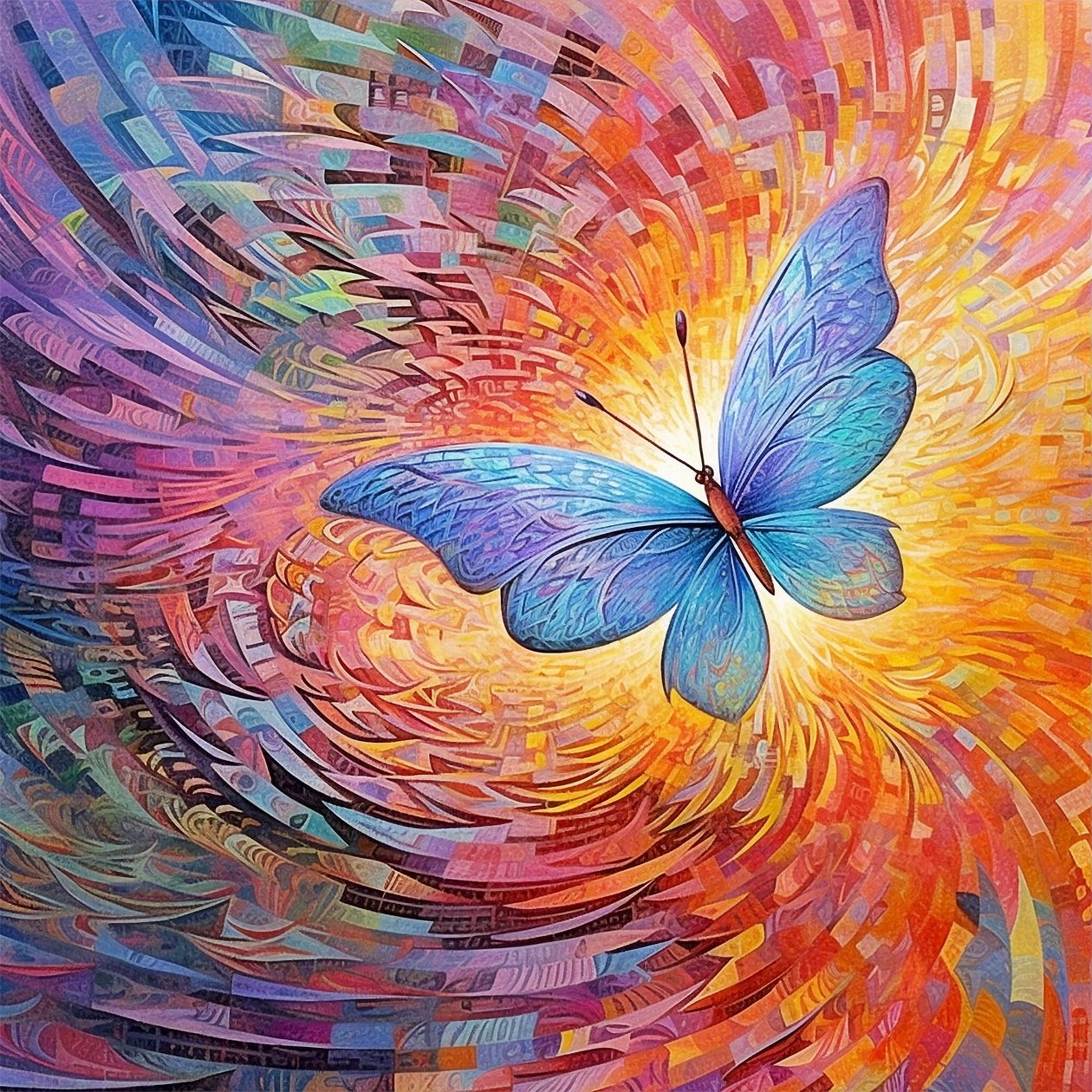 Kelebek soyut renkli resim Üretken AI Metamorfoz posteri by F. Abderrahim