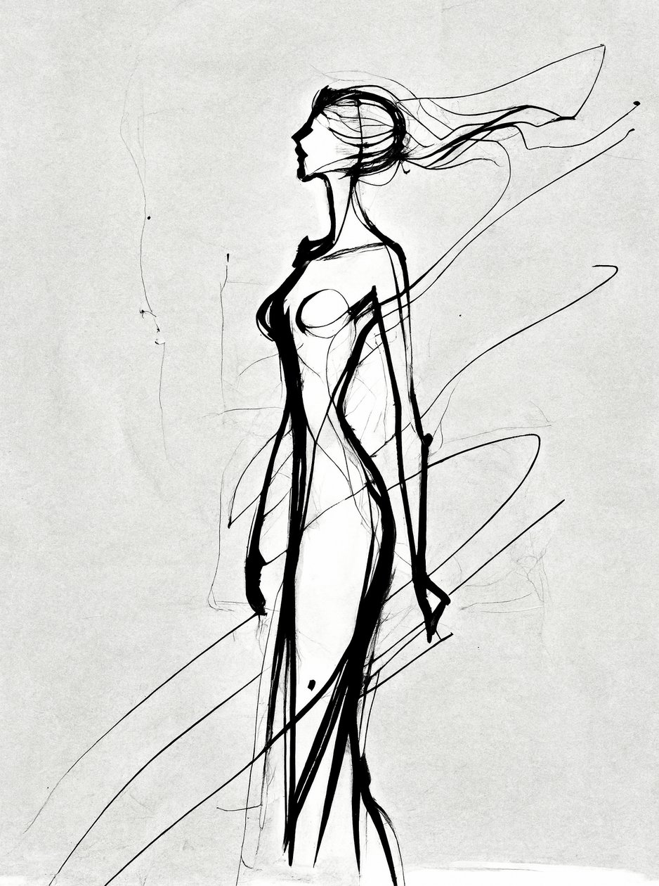 Kız silueti çizimi, minimalist duvar sanatı baskıları, oda dekorasyonu by F. Abderrahim