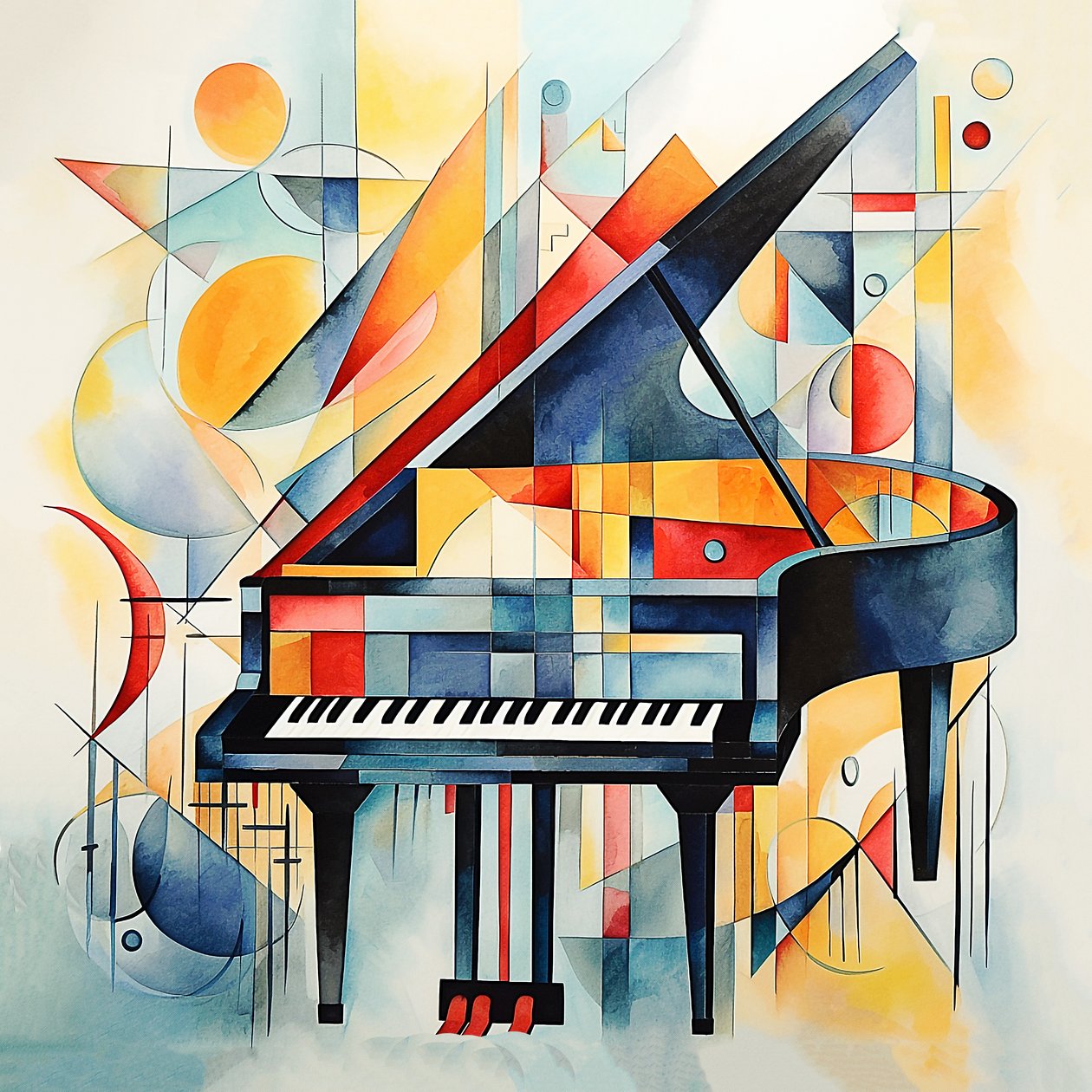 Kandinsky soyut stili, Soyut piyano tuşları, salon ve oturma odası duvar dekorasyonu by F. Abderrahim