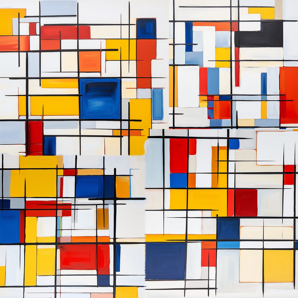 Mondrian#39;ın Kırmızı, Mavi ve Sarı Kompozisyonu, oturma odası duvar dekorasyonu by F. Abderrahim