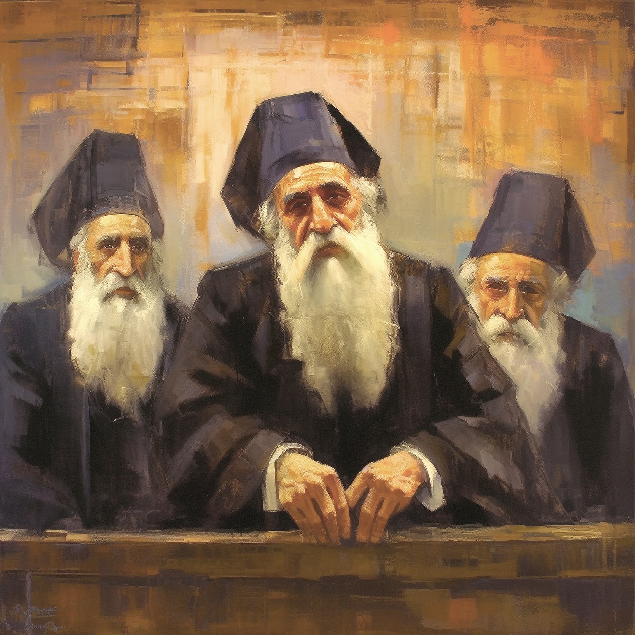 Din Adamlarının Din Büyüklerinin Portre Tablosu, kanvas tablo baskı by F. Abderrahim