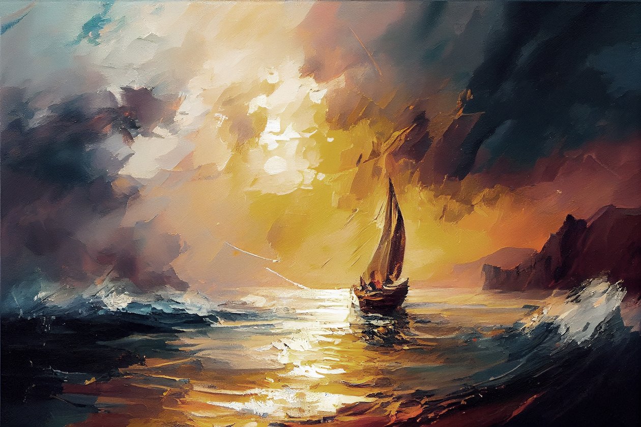 Kırmızı Gün Batımı Deniz Manzarasında Yelkenli, tuval üzerine, talep üzerine duvar tablosu by F. Abderrahim