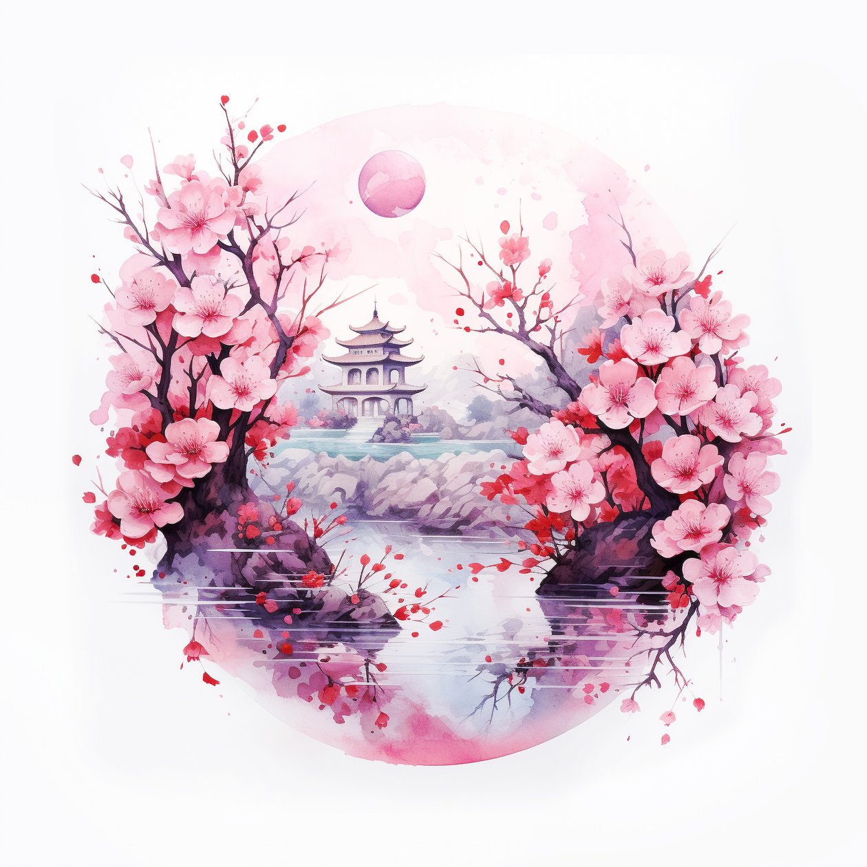 Geleneksel Japon ev bahçesi, Yoga posterleri, meditasyon duvar sanatı baskıları by F. Abderrahim
