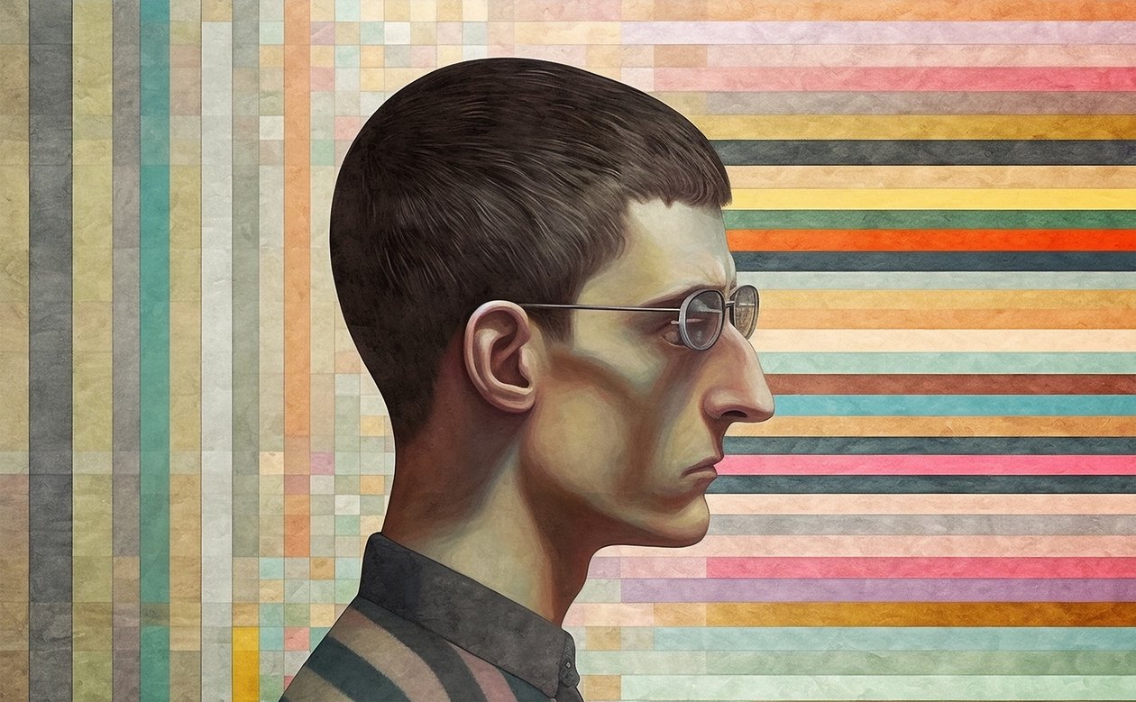 Giorgio de Chirico#39;dan ilham alan entelektüel adam, Sürrealizm portre resmi by F. Abderrahim