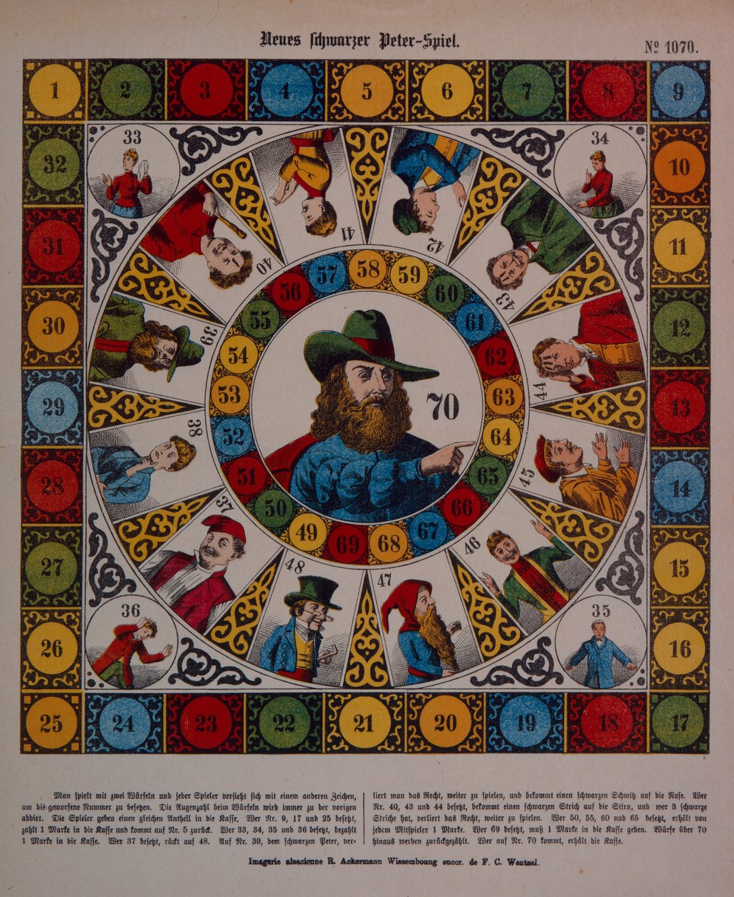 Game of Schwarzer Peter veya Black Peter, Ackermann, Wissembourg tarafından yayınlanan geniş sayfa by F. C. Wentzel