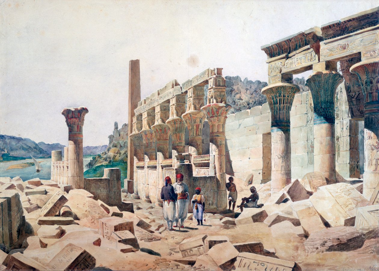Venüs Tapınağı Athor, Philae, 19. yüzyıl by F. H. Naudin