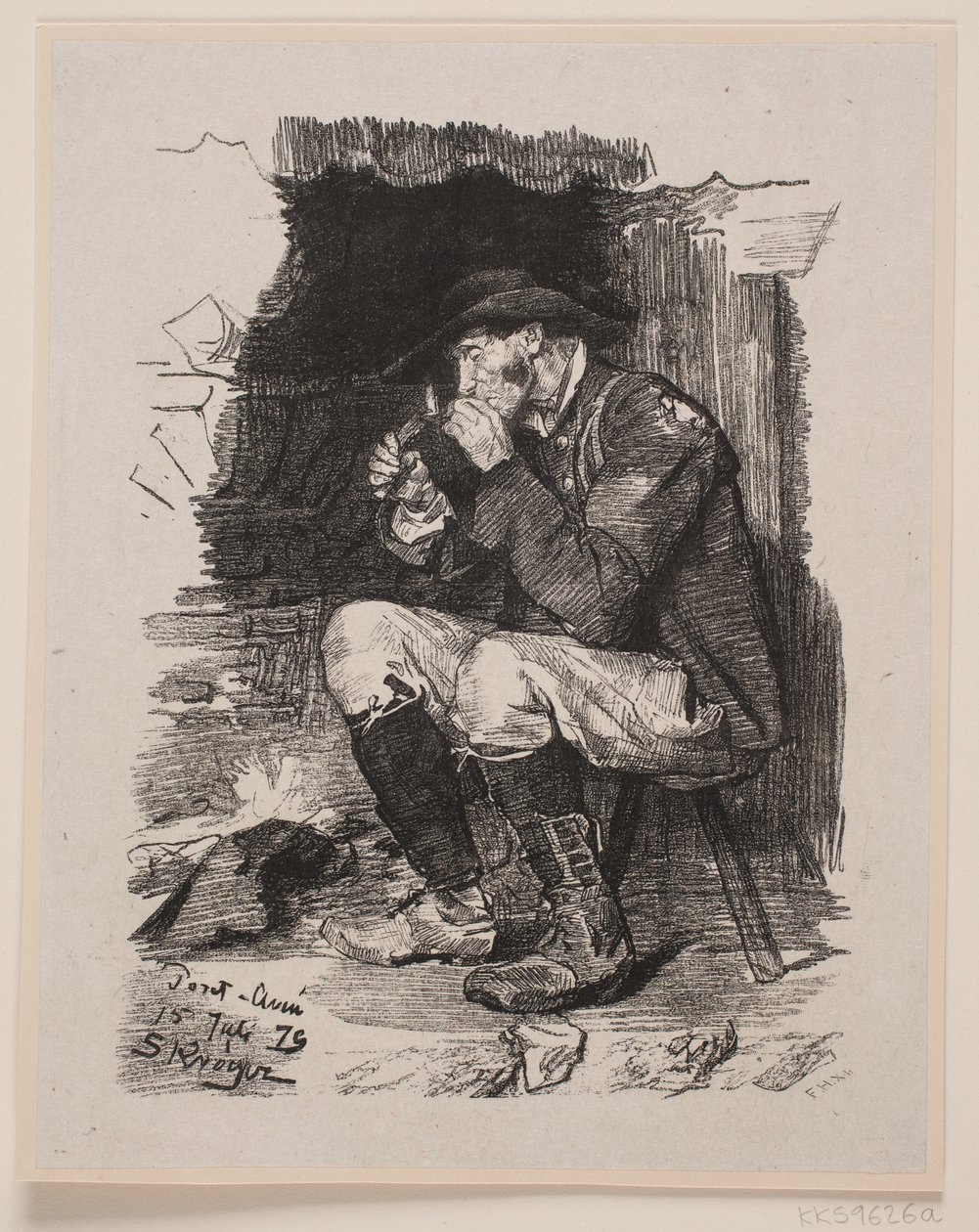 Bir adam piposunu yakar by F. Hendriksen