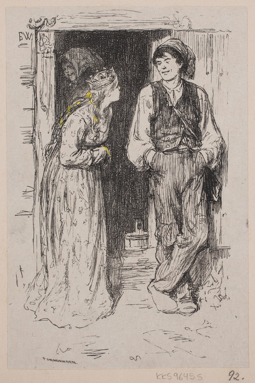 "Prensesleri güldüren Askeladden" için illüstrasyon by F. Hendriksen