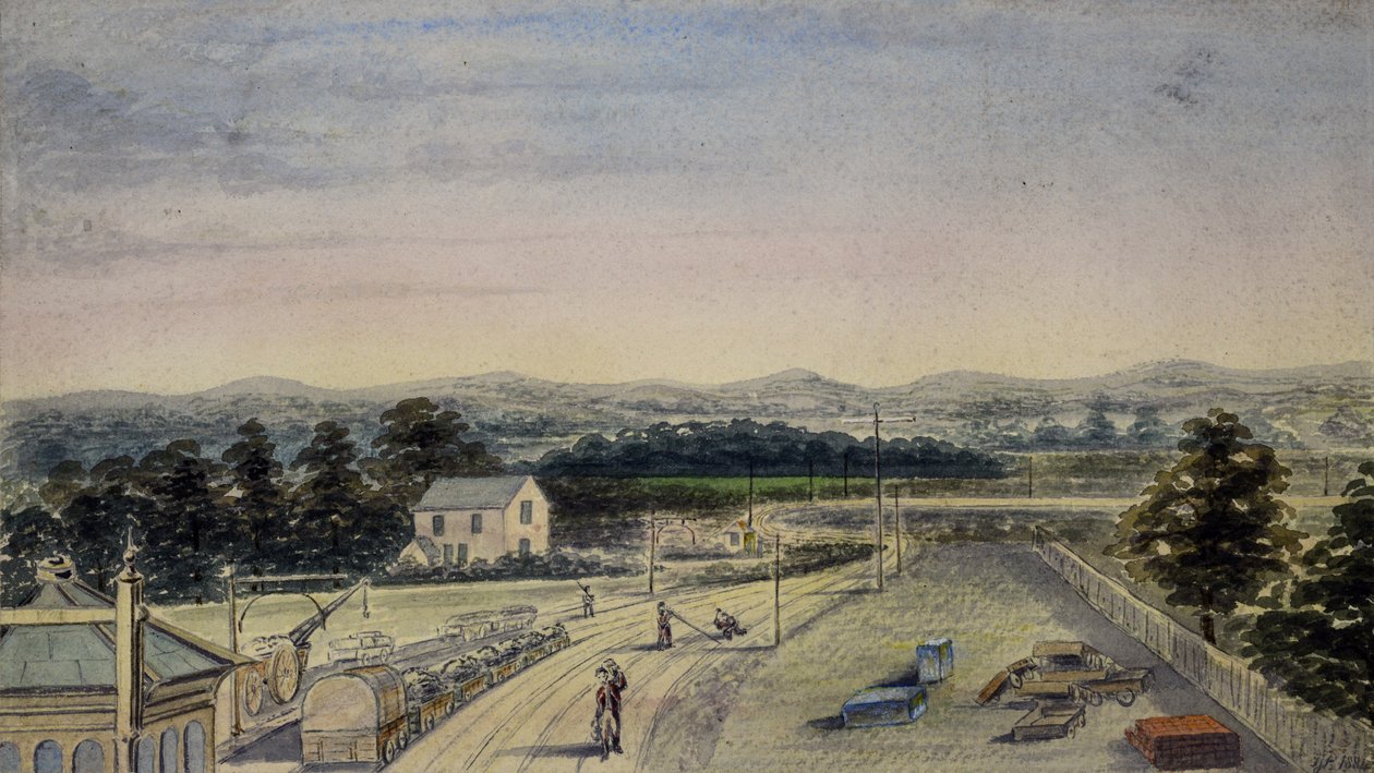Crowhurst'e bakan Surrey, Lingfield, tren istasyonundaki köprüden görünüm by F. J. P.