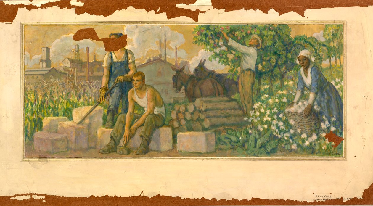 Bolluk Bugün duvar çalışması, Clarksville, Tennessee Postanesi, yaklaşık. 1937-1938. by F. Luis Mora