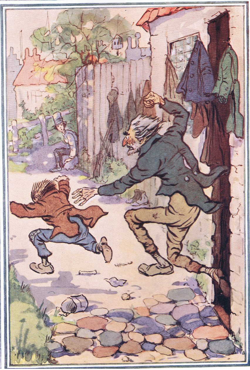 Onların peşinden dükkândan dışarı fırladı ve onları uçurdu, David Copperfield, 1914