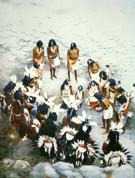 Lenya Töreni, Walpi Pueblo, c.1900 (renkli taş) by F. Seth