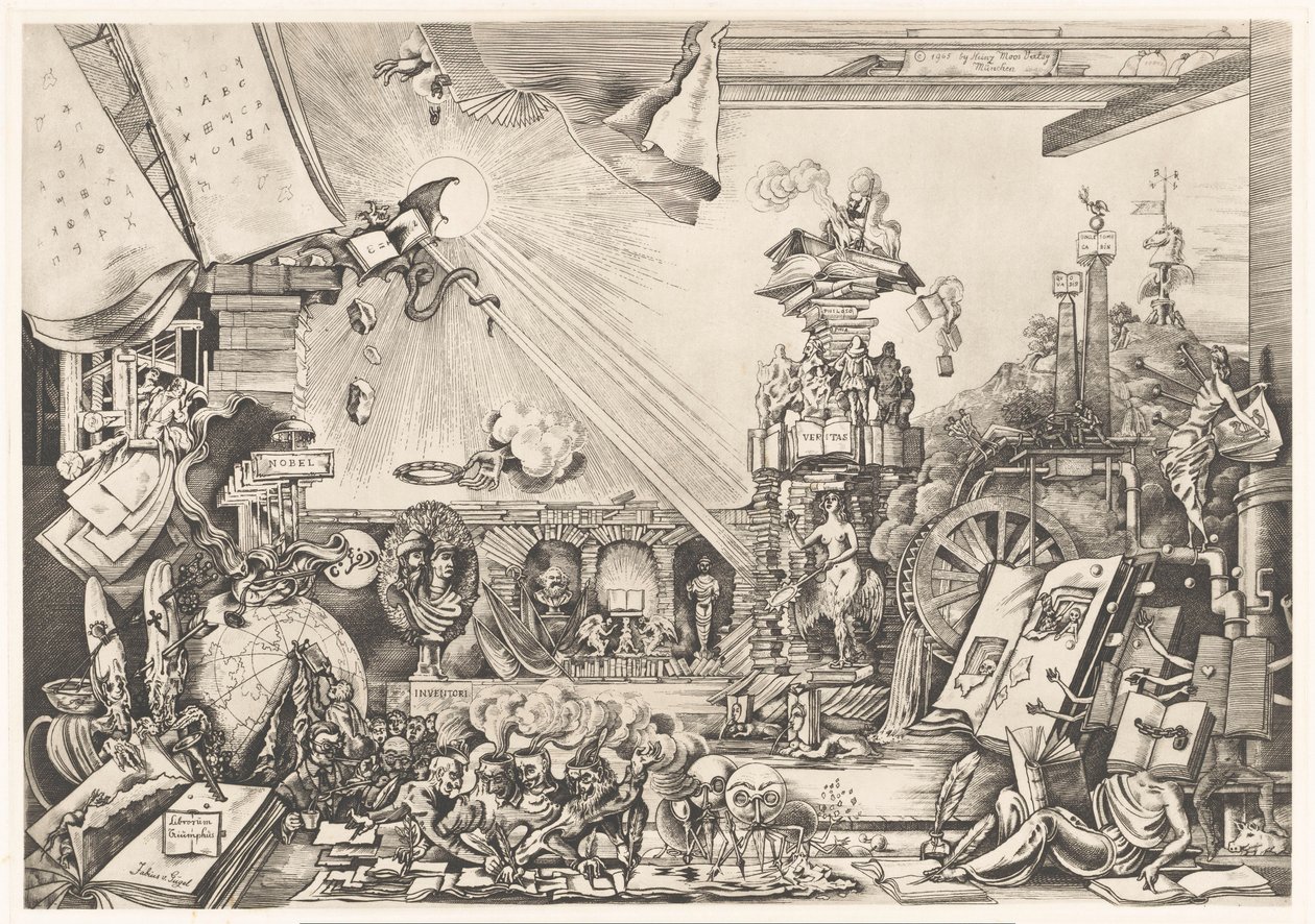 gerçeküstü performans Librorum Triumphus (nesne üzerindeki başlık) by Fabius von Gugel (signed by artist)