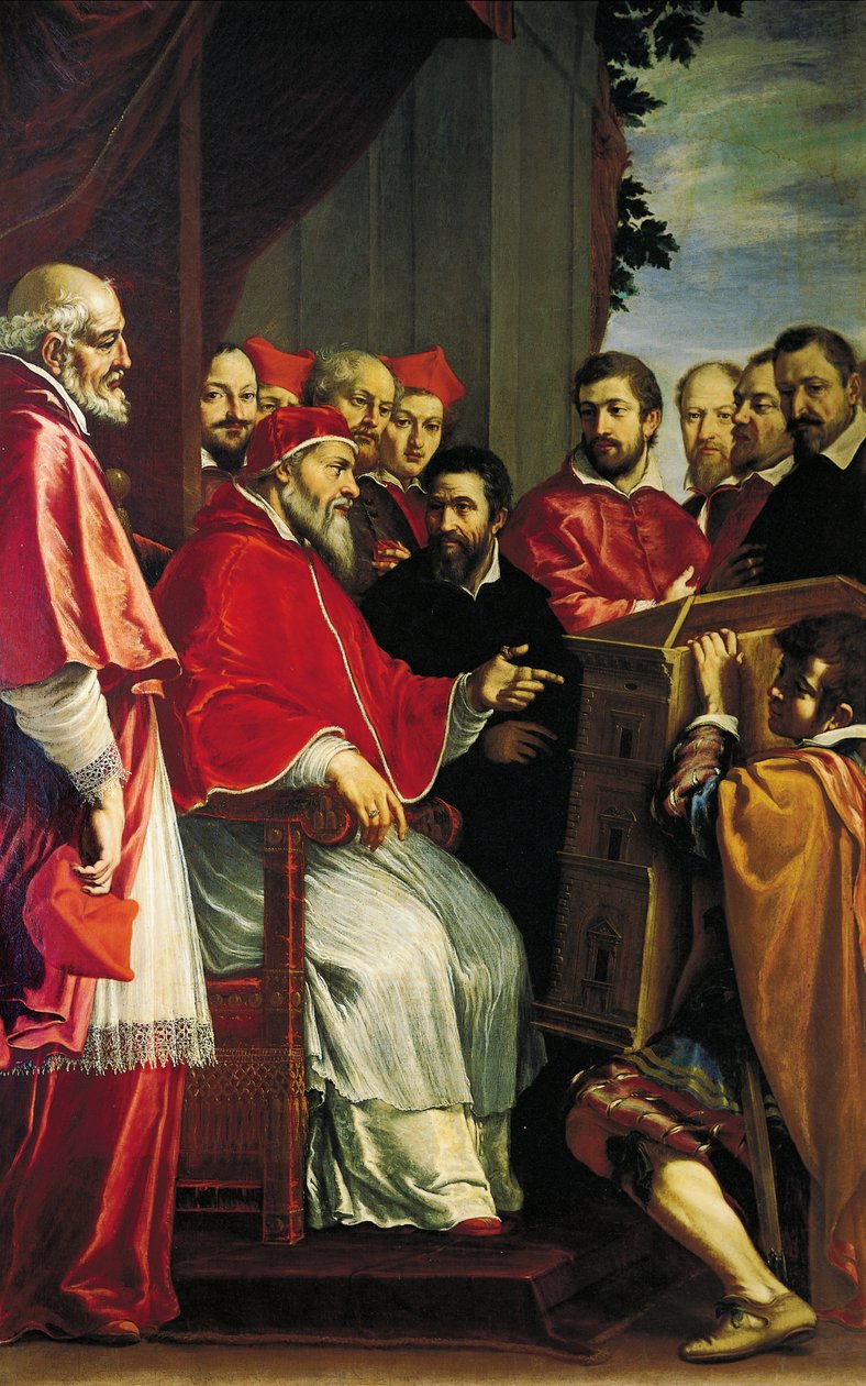 Michelangelo, Giulia caddesindeki Rota mahkemesinin bina modelini Papa Julius III