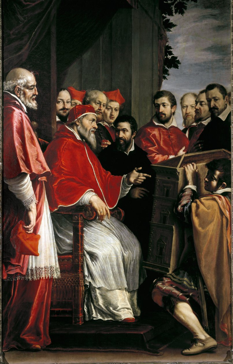 Michelangelo, Giulia caddesindeki Rota mahkemesinin bina modelini Papa Julius III