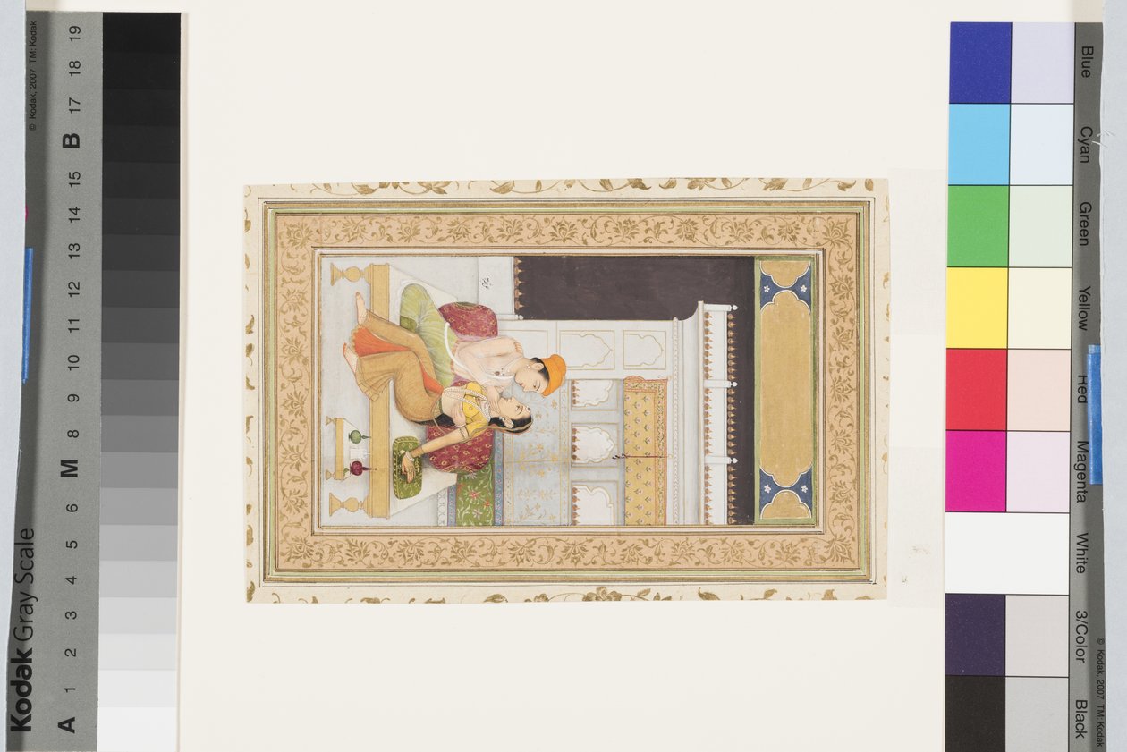Dipak Raga, c.1750 (kağıt üzerine opak suluboya ve altın, bir albüm sayfasına monte edilmiş) by Faqir ullah Faqir ullah