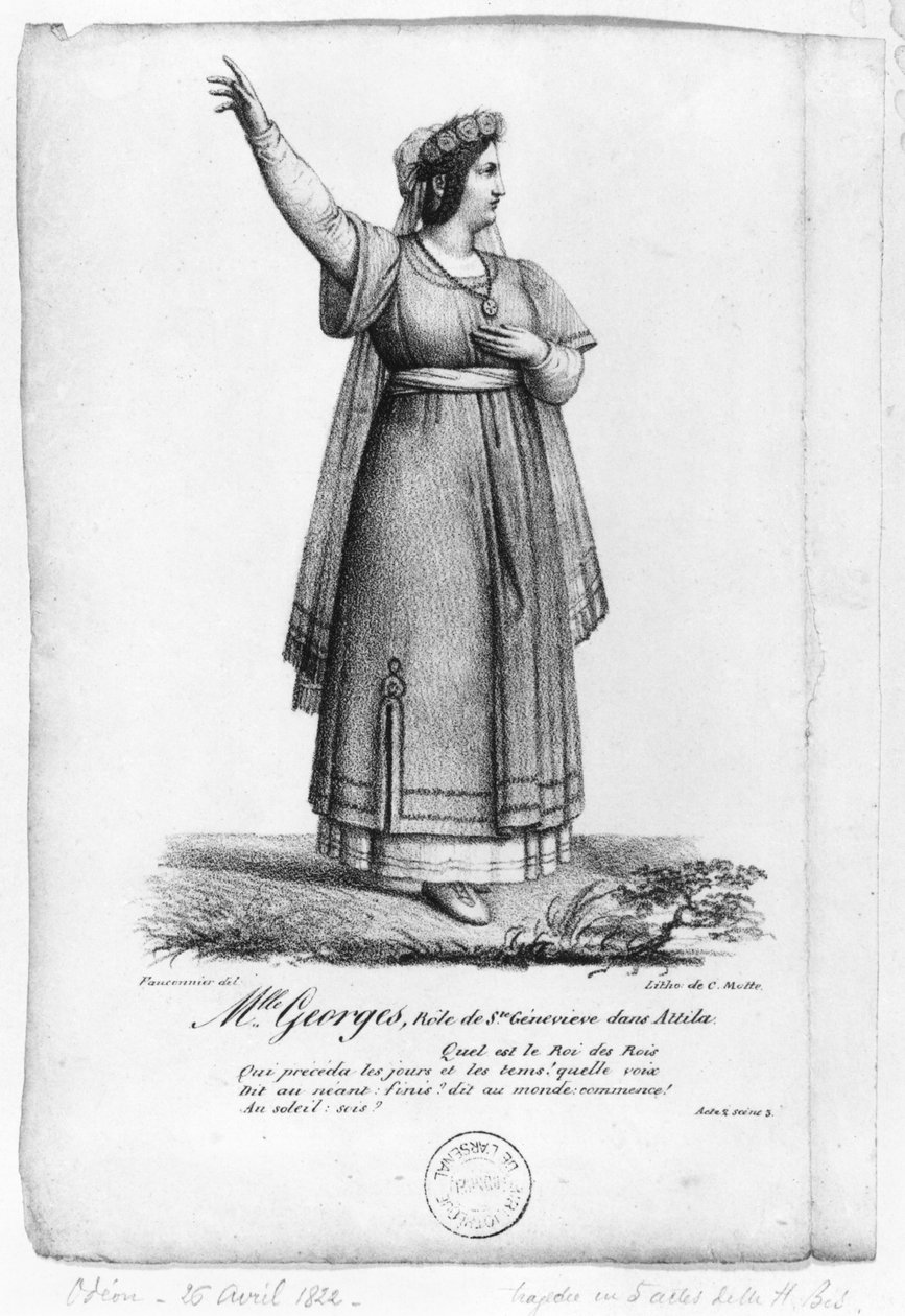 II. Perdedeki St. Genevieve rolündeki Matmazel George, Pierre Corneille (1606-84) tarafından 