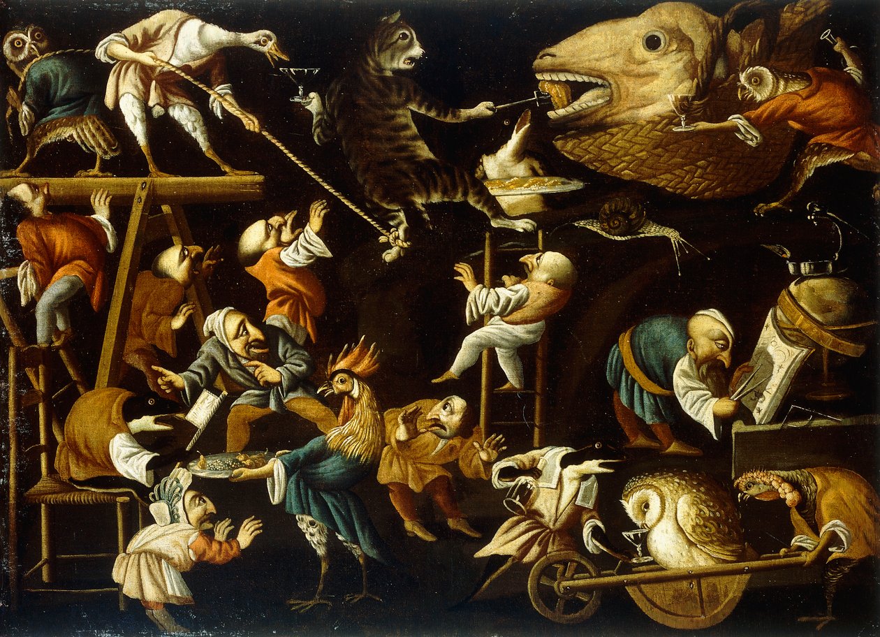Hayali Hayvanlar ve Cüceler Dövüşüyor, İçiyor ve Alemde by Faustino Bocchi or Boccasi