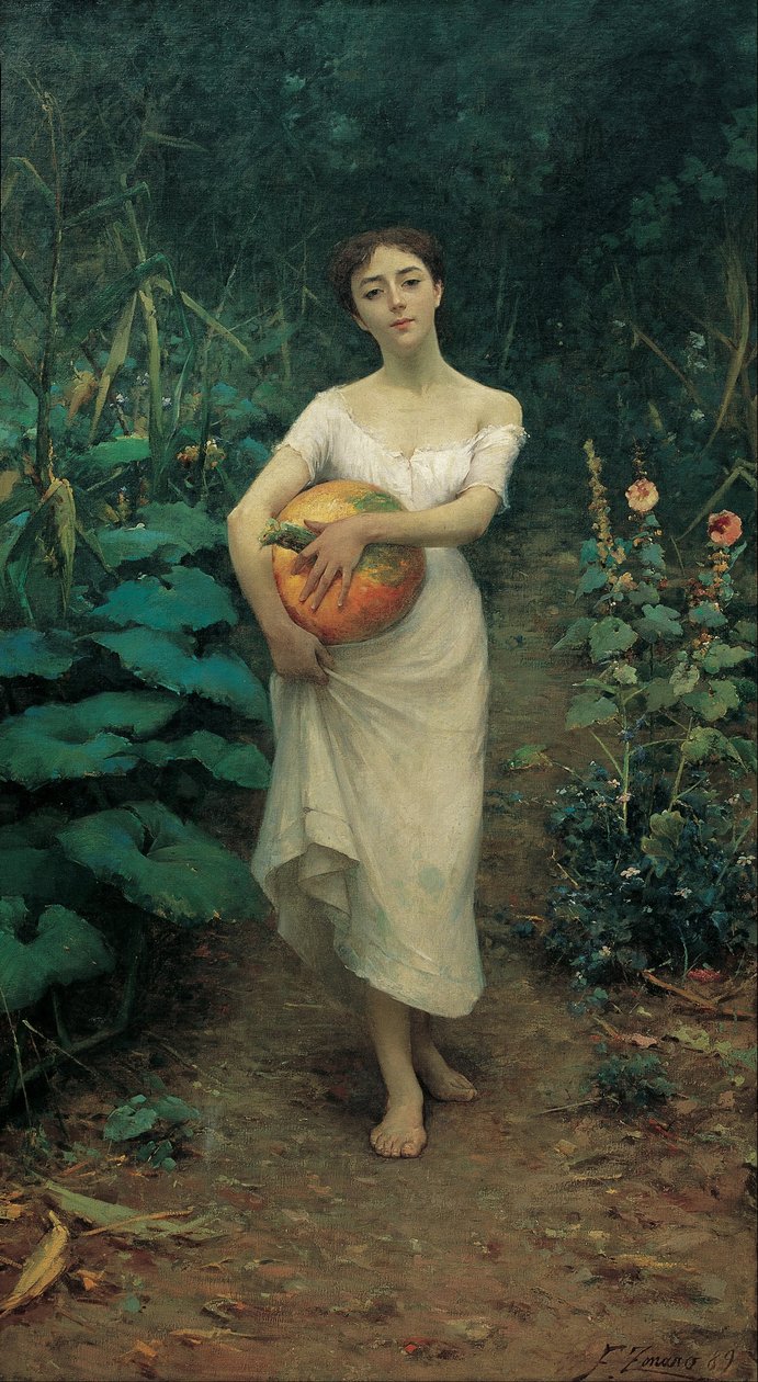 Kabak Taşıyan Genç Kız by Fausto Zonaro
