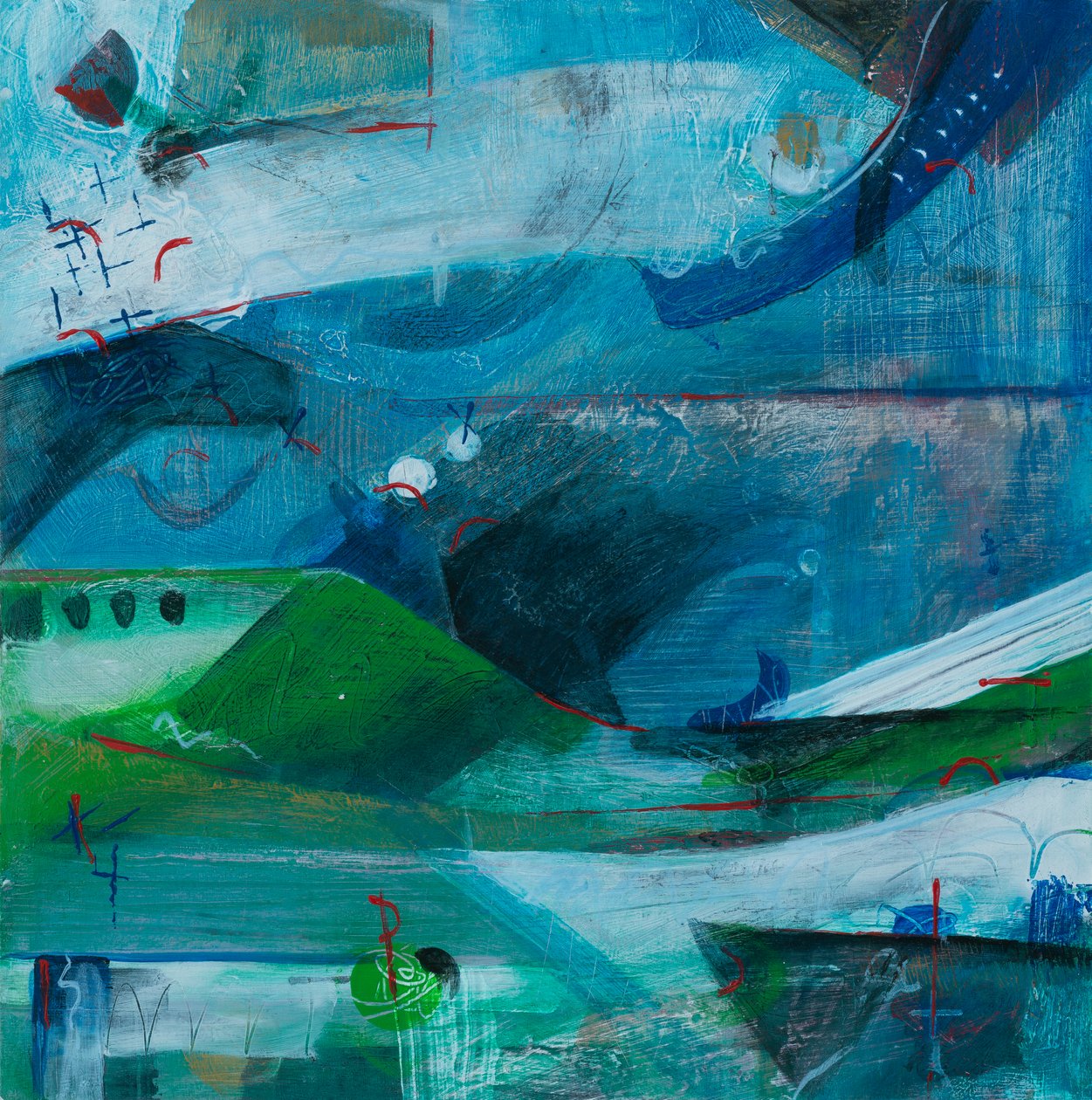 Flying High, 2019 (tuval üzerine akrilik) by Faye Bridgwater