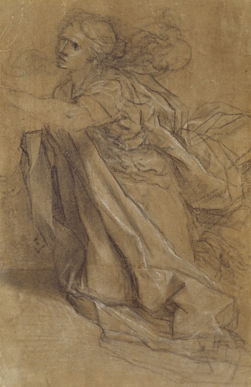 Magdalen (devetüyü kağıda siyah beyaz tebeşirler) by Federico Barocci