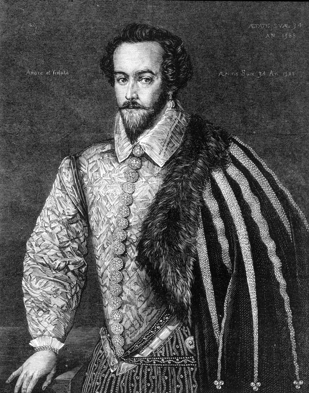 Sir Walter Raleigh (1554 - 1618), İngiliz denizci, saray mensubu ve yazar portresi. 1588