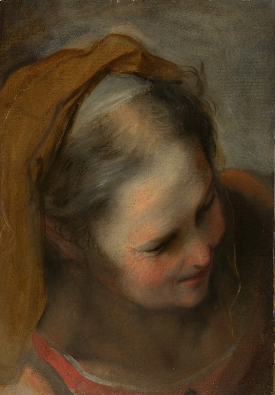 Sağ Aşağıya Bakan Yaşlı Bir Kadının Başı by Federico Barocci