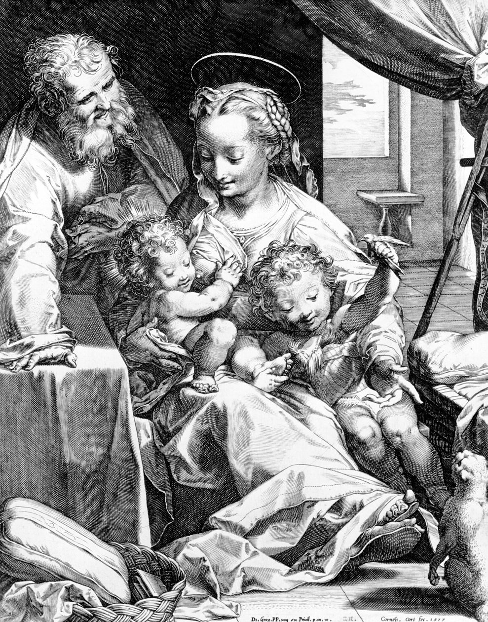 Kutsal Aile, Cornelis Cort tarafından kazınmış, 1577 by Federico Barocci