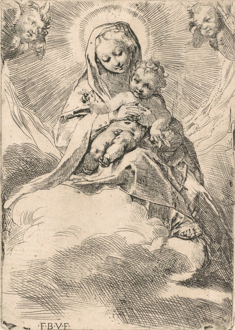 Bakire bir bulutun üzerinde oturuyor, 1580-84. by Federico Barocci