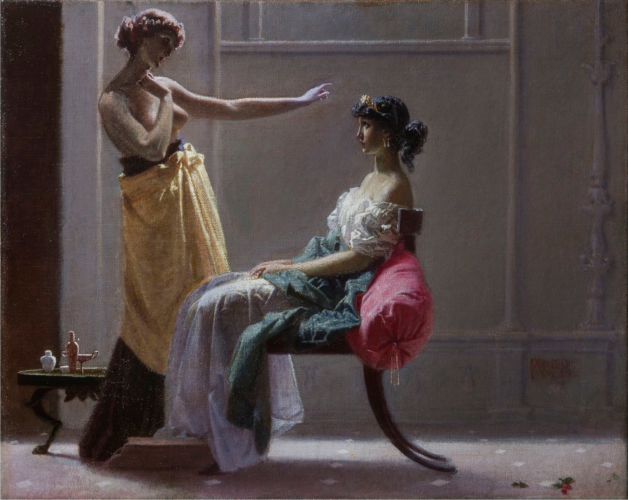 Scapigliatura: Toletta antica (Tuvalet ancienne) par Faruffini, Federico (1831-1869). Tuval üzerine yağlı boya, ebat: 40x49.5 by Federico Faruffini